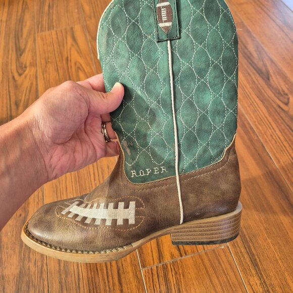 Youth Size 1 Genuine Leather Roper Cowboy Boots - Picture 2 of 6